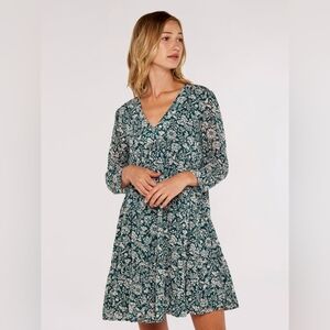 Apricot Floral Babydoll Mini Dress M